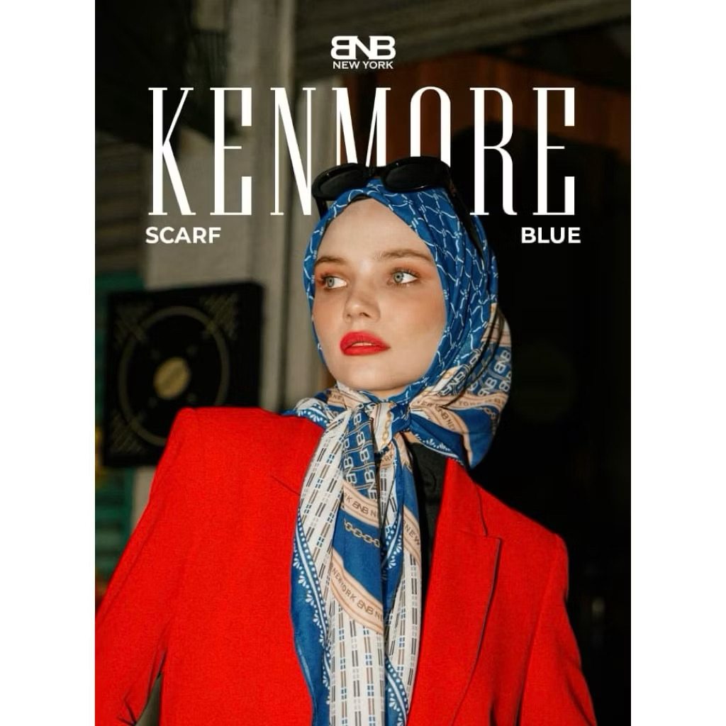 BNB KENMORE SCARF BY BRAND NO BRAND blue with box sale
