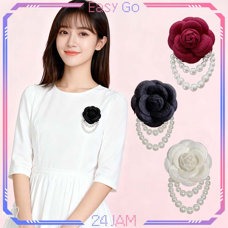 Bros Premium Bunga Mawar Gaya Chanel Retro Bros Mutiara Bunga Pakaian Dan Aksesoris Bros Bunga Besar