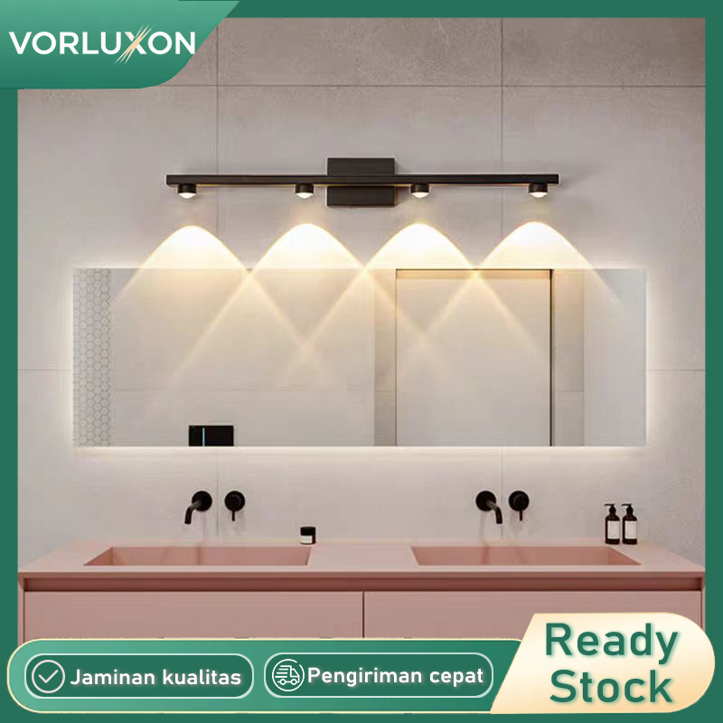 Lampu Dinding Kamar Mandi Modern 4 Lampu LED Tahan Air, Lampu Cermin Kamar Mandi Stylish Hitam Lampu