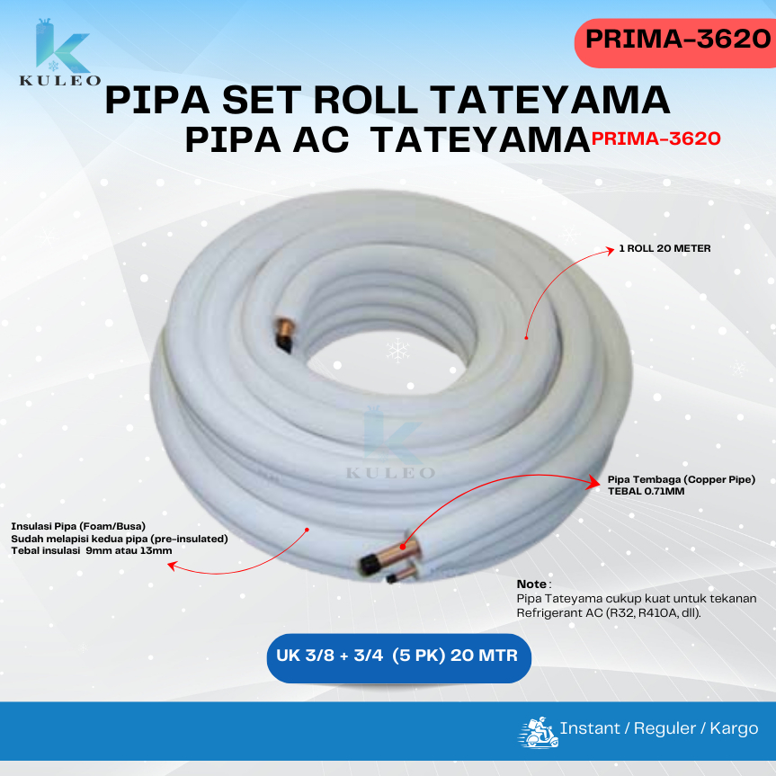 Pipa Set AC Tateyama Prima 5PK 20M - Pipa Set AC 5PK Tateyama Prima 3620 - Pipa Set AC Tateyama Prim