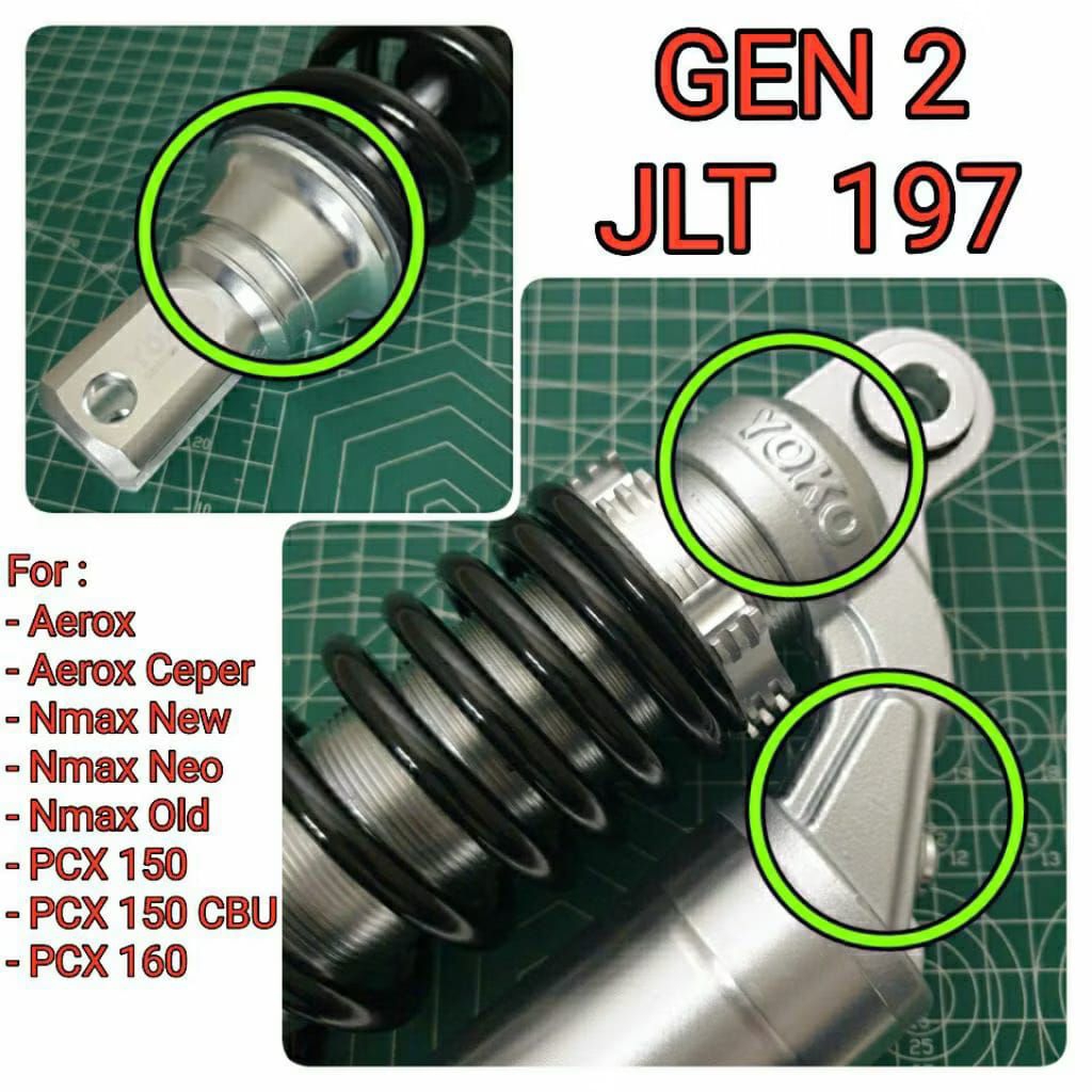 (NEW GEN2) Shockbreaker YOKO Samurai JLT-197 New Gen2 Aerox,Nmax New,Nmax Old,Nmax Neo,Turbo,PCx150,
