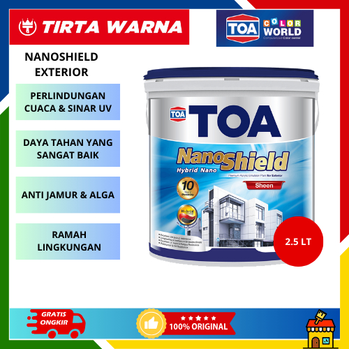 PROMO TOA NanoShield Sheen Cat Tembok Exterior Tahan UV Anti Jamur 2.5 Liter