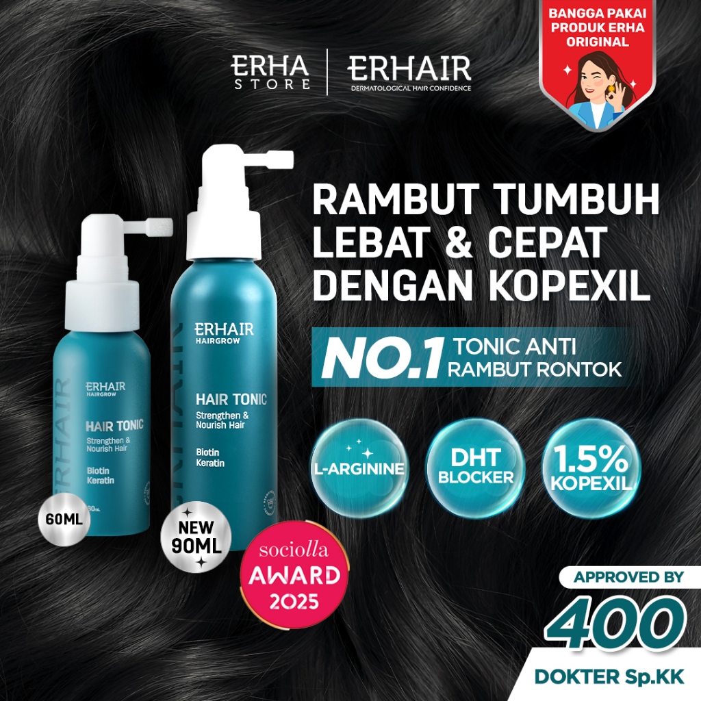 ERHAIR HairGrow Tonic with Kopexil - Tonic Keratin & Biotin Rambut Mengurangi Rontok | Menjaga Keseh