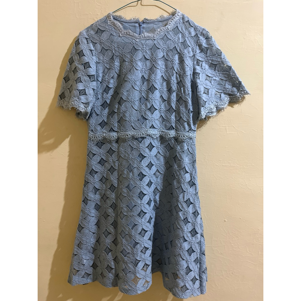 dress ice blue brokat