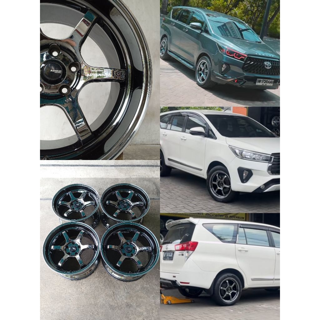 velg advan r6 black crhome ring 18