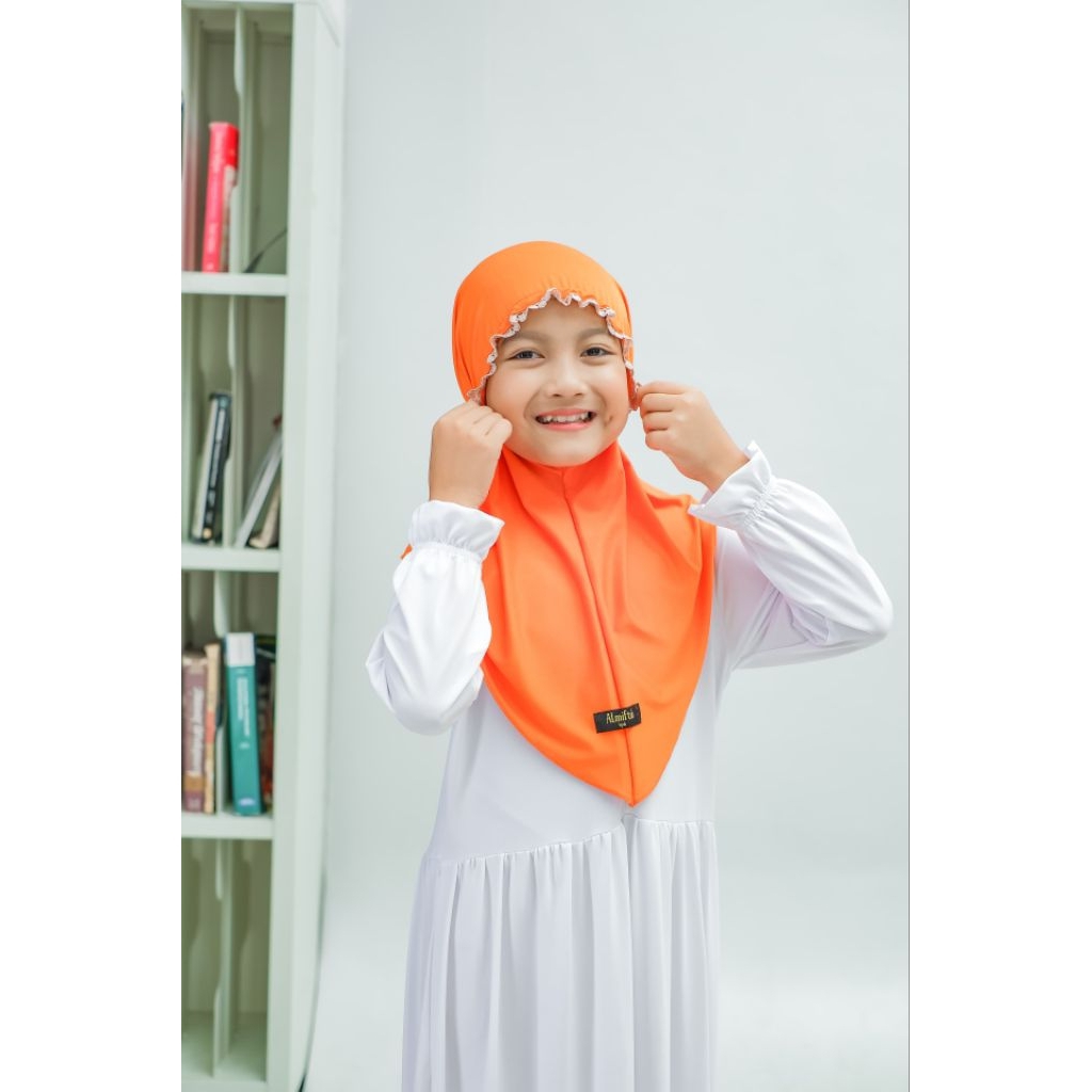 hijab anak bergo renda zifa usia 3-10thn