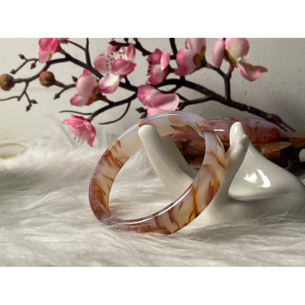[wienda jastip china]gelang bangle giok original grade A+"LONGWEN FLOWERS/SAKURA AGATE"terbuat dari 