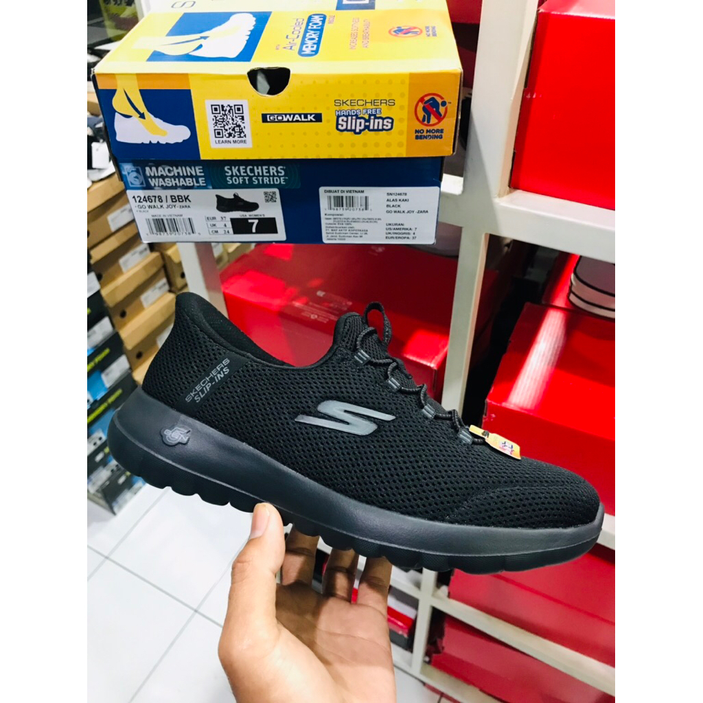 BIG SALE SKECHERS ZARA [100756] ORIGINAL SEPATU WANITA/SLIP ON/FULL BLACK/HITAM/SNEAKERS
