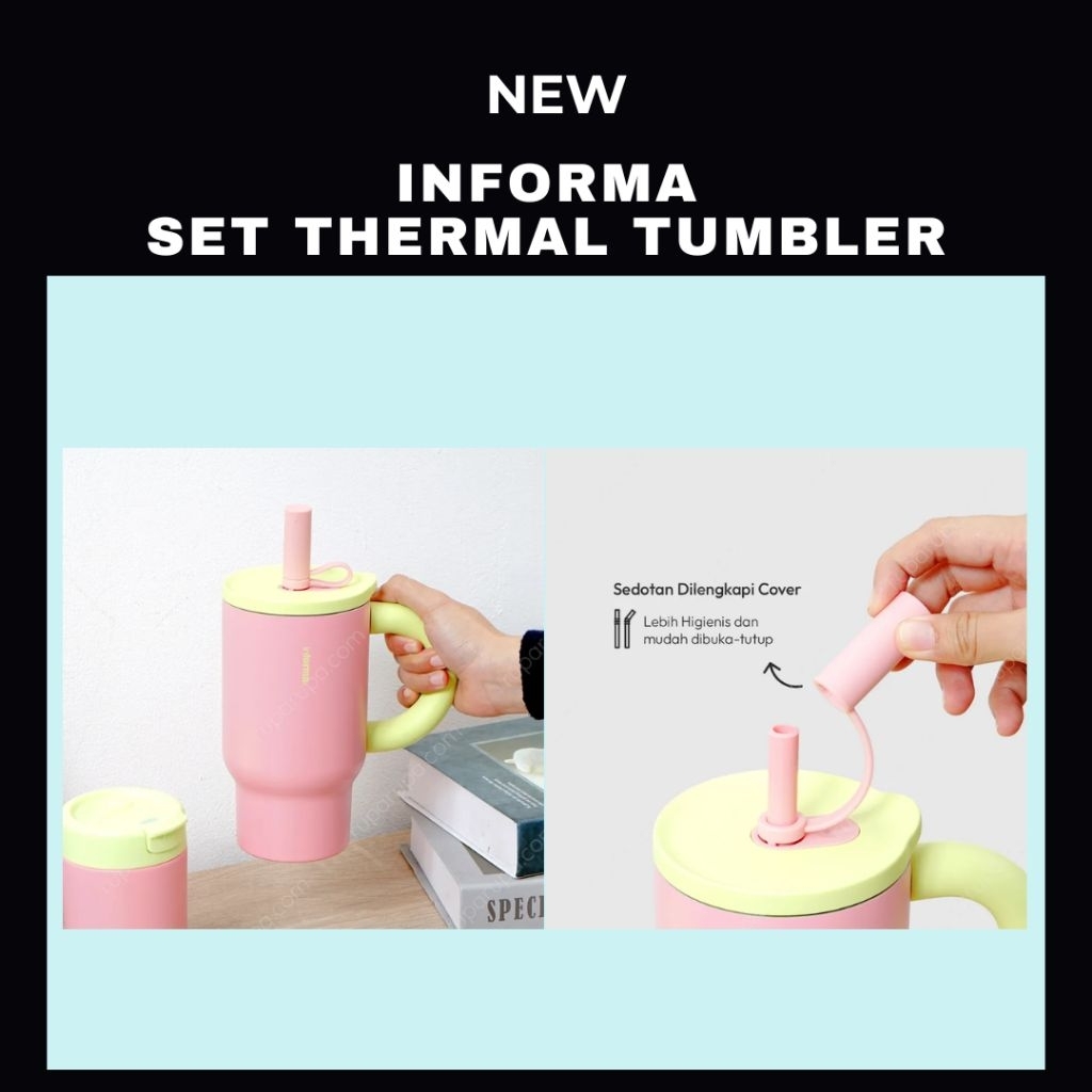 New - informa set thermal tumbler pink