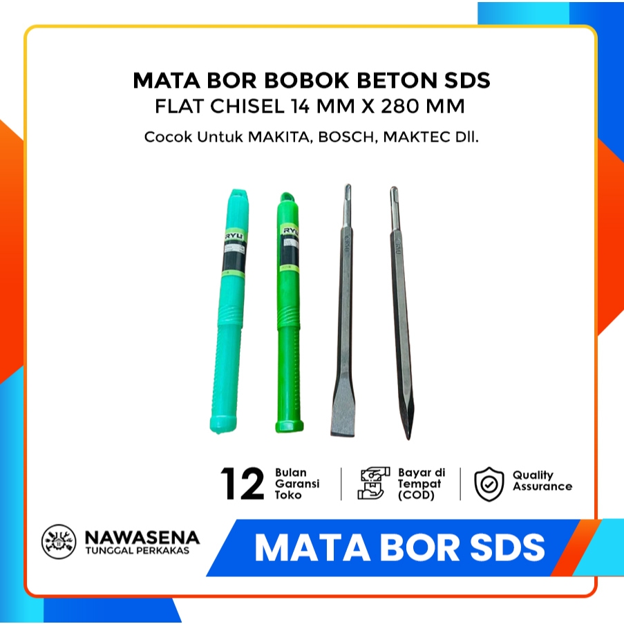 PROMO TERMURAH Mata Bor Bobok Beton SDS Plus 14mm x 280 mm Cocok Untuk Makita Bosch Maktec Dll