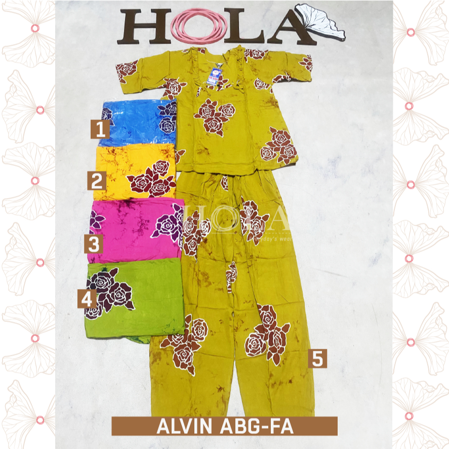 HOLA_FASH | A- Setelan CP ALVIN ABG Lengan 3/4 Batik, Setcel batik, setelan rumahan, setelan santai,