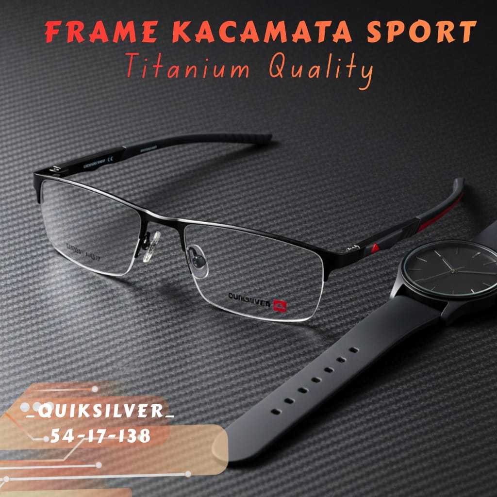 Kacamata Baca Progresif Photocromic Pria Sporty Titanium Half Frame Kaca Mata Plus Bluecromic