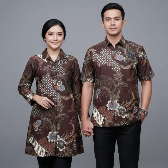Baju batik couple batik Tunik wanita bahan katun solo full trikot