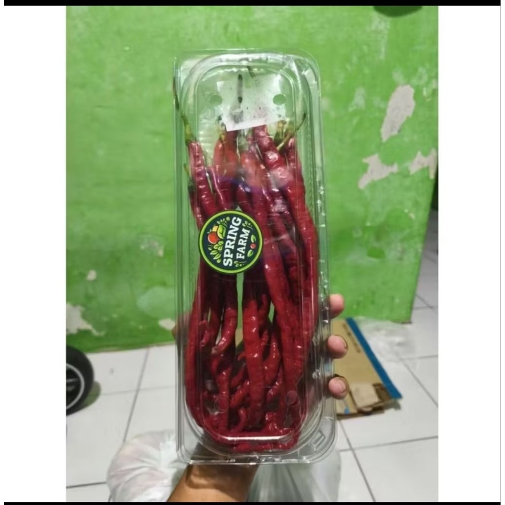 cabai merah keriting spring farm cabai keriting jumbo red gift pack -+ 300 gram
