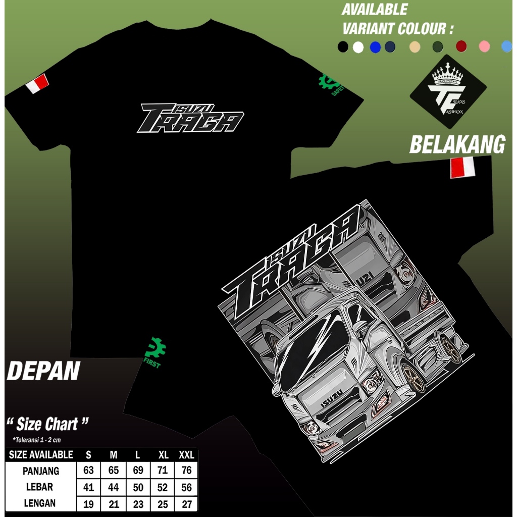 TransFashion KAOS MOBIL ISUZU TRAGA TERBARU BAJU ISUZU TRAGA MANIA TRUK TRAGA DEWASA LENGAN PENDEK P