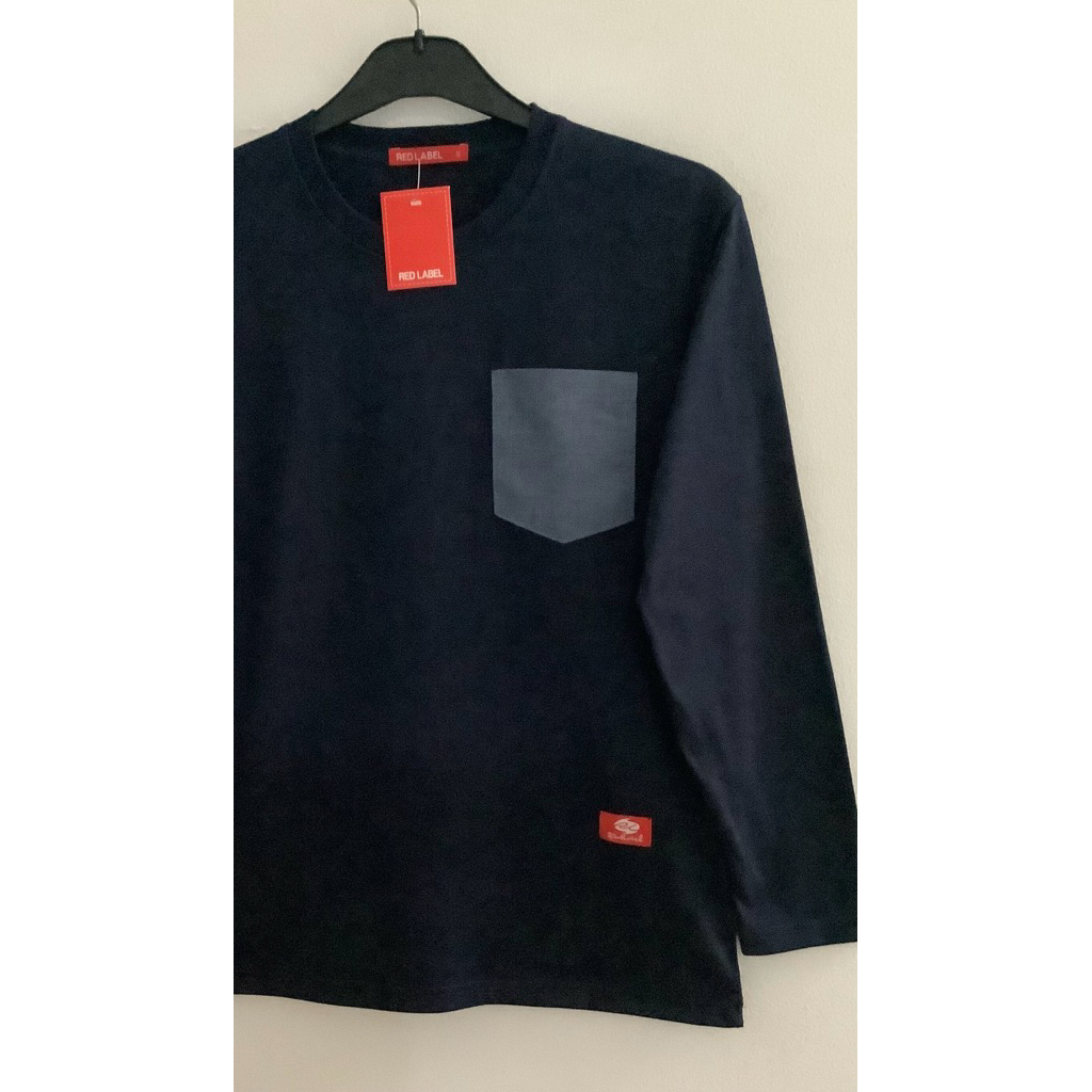 Kaos / T-Shirt Red Label Biru tua / Navy dengan kantong Jeans