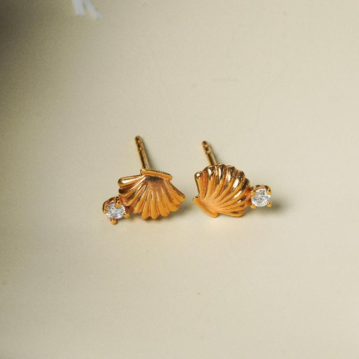 ILY Gold Anting Emas 9K Model Kerang Yellow Gold 00023599