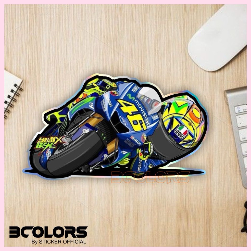 stiker rossi, stiker 46 rossi, stiker bertestur timbul hologram, stiker motor, hp