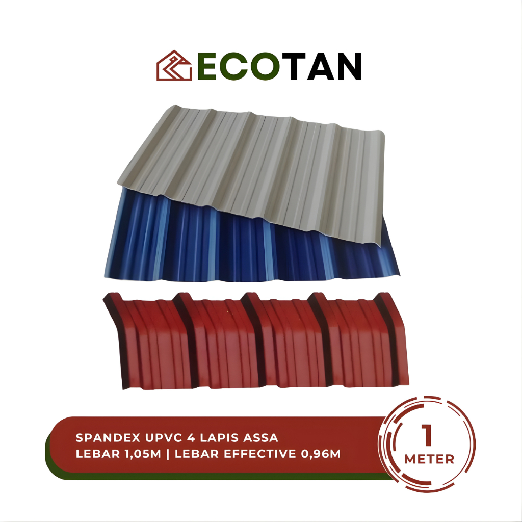 ECOTAN Spandek UPVC / Genteng 4 Lapis ASA Tebal 1.5MM Variasi Panjang 4 - 6 Meter