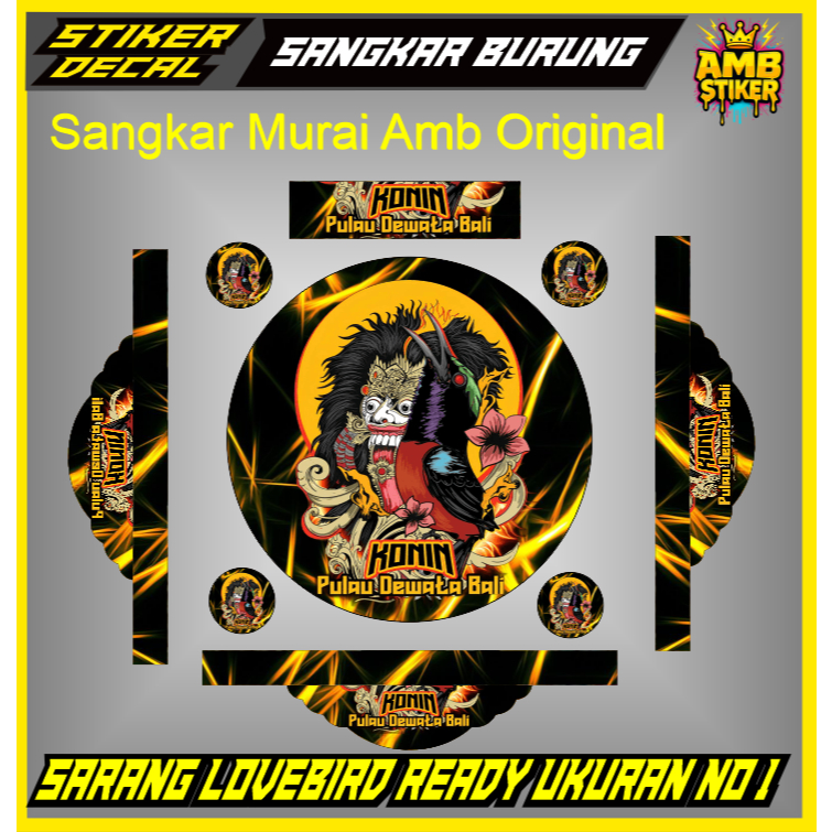 AMB - STIKER SANGKAR KURUNGAN BURUNG LOVEBIRD 33CM ANTI AIR UKURAN NO.1 BISA REQUSEST