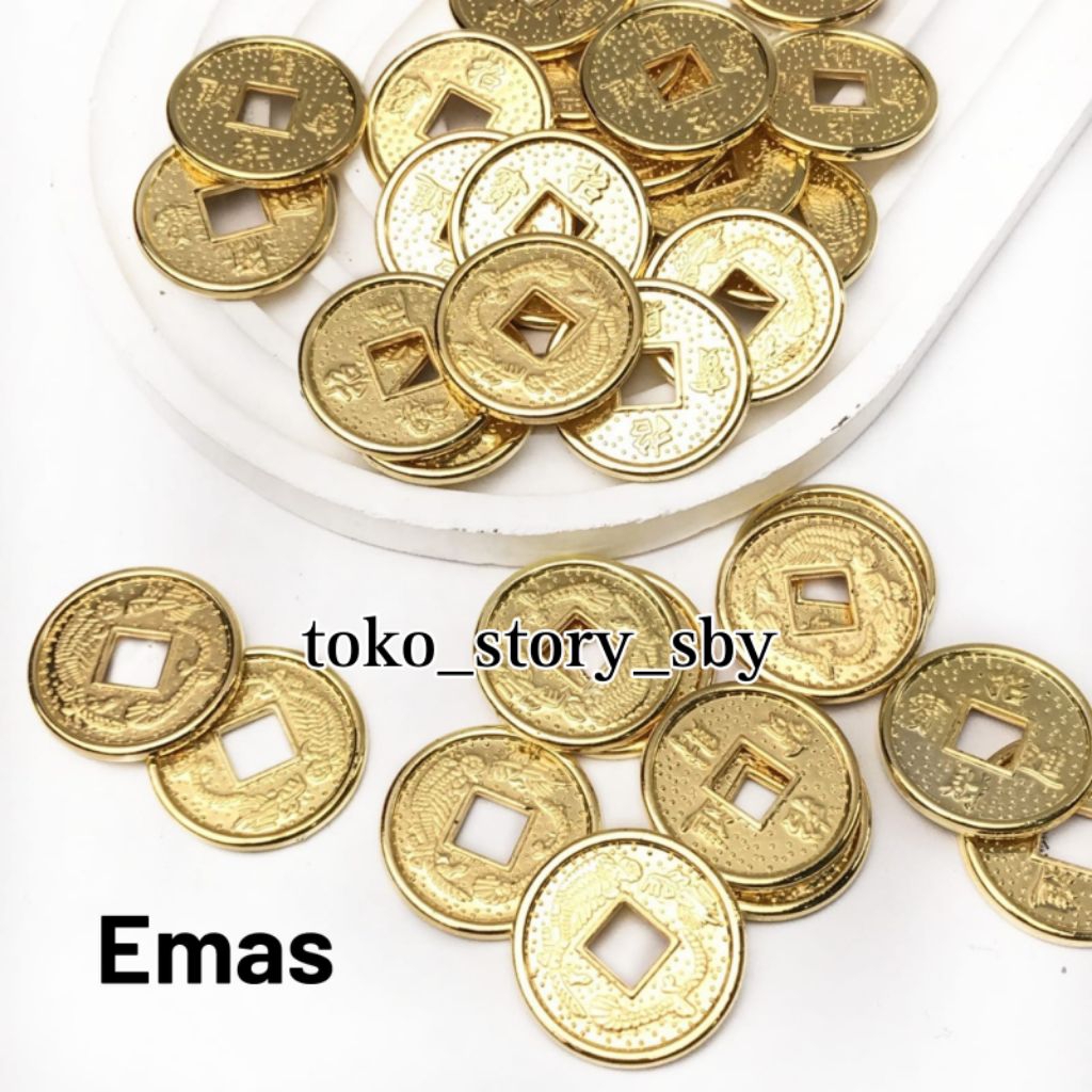 20PCS - KOIN CHINA PLASTIK 2.5CM/SET KOIN CINA KUNO/KOIN FENGSHUI/HIASAN KOIN IMLEK