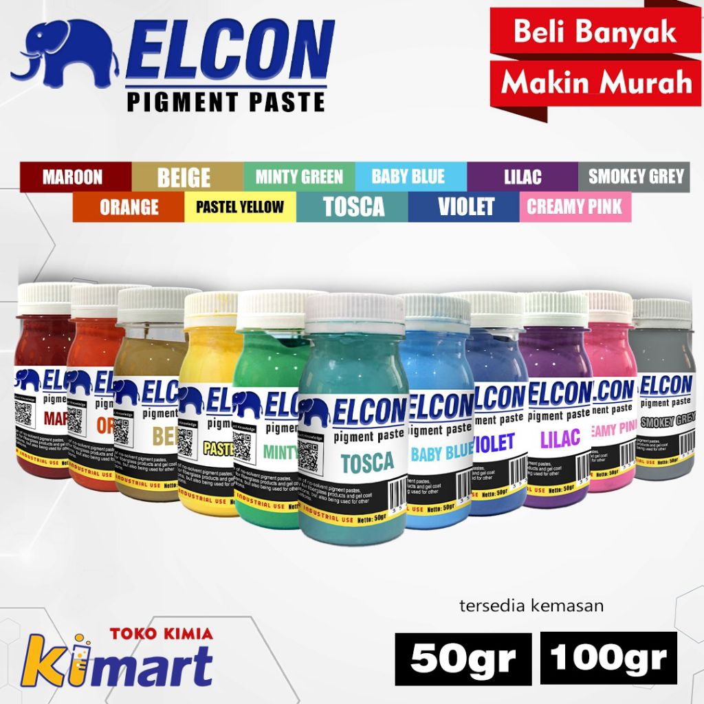 ELCON Pigment Pasta Resin Kemasan 100 dan 50 Gram Warna Pastel Yellow Baby Blue Violet Pink Lilac To