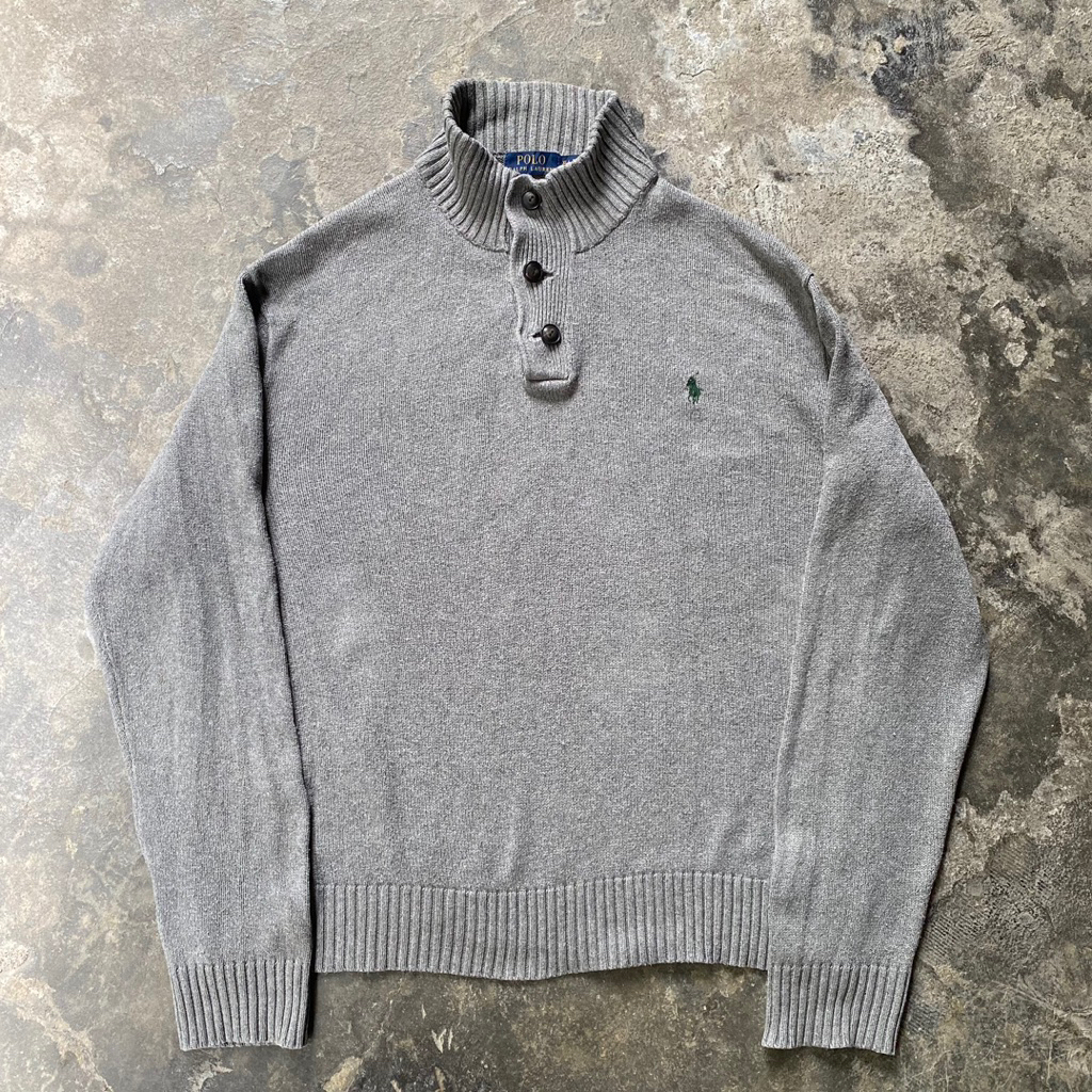 Polo Ralph Lauren Henley Knit Sweater Grey scnd prlvd original