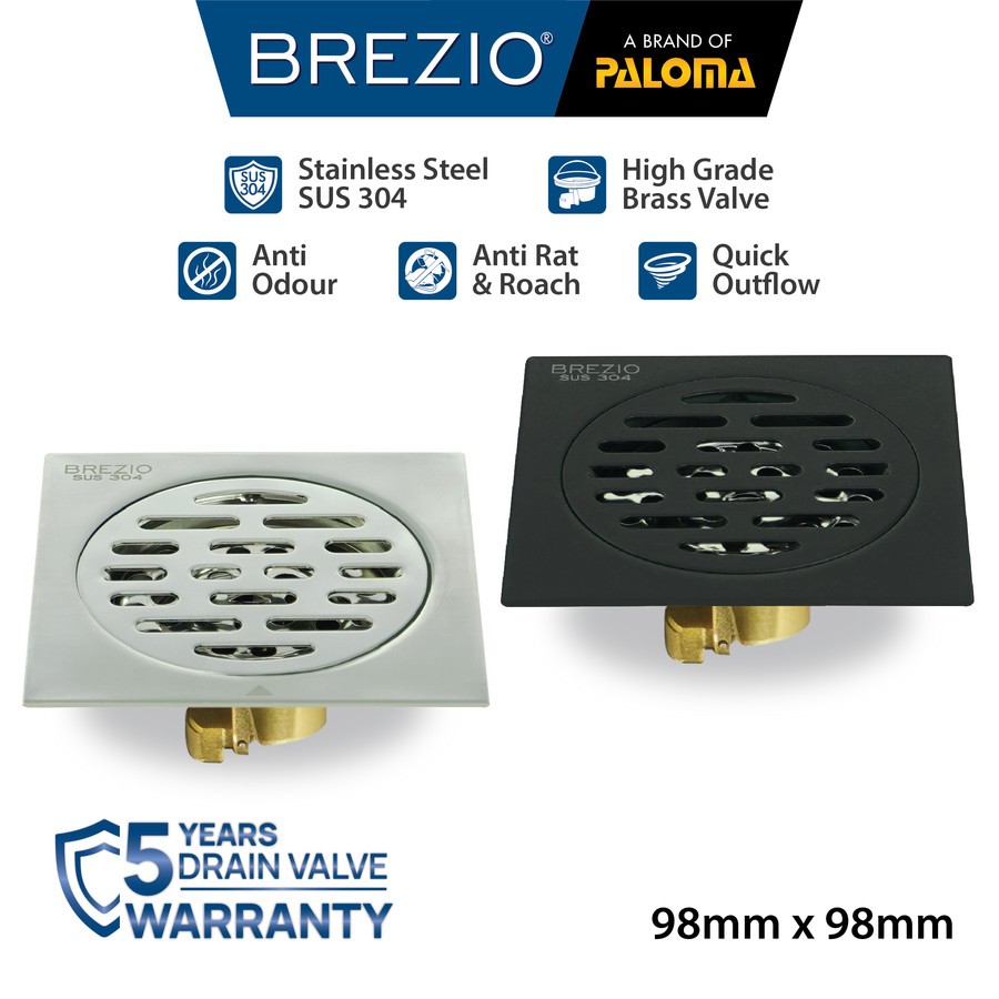 BREZIO Floor Drain Strainer Saringan Got Anti Bau Kamar Mandi Stainless Steel SUS 304 SUS304  Satin 