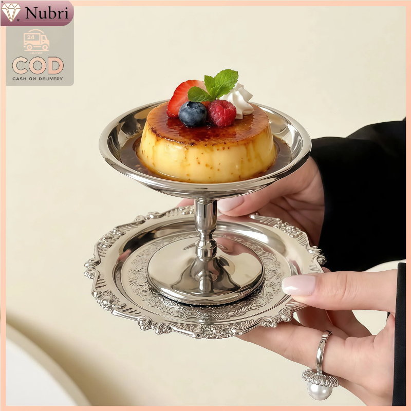 Nubro COD Gelas Dessert Stainless Steel Minimalis / Mangkuk Es Krim Kaki Bulat Polos / Wadah Puding 