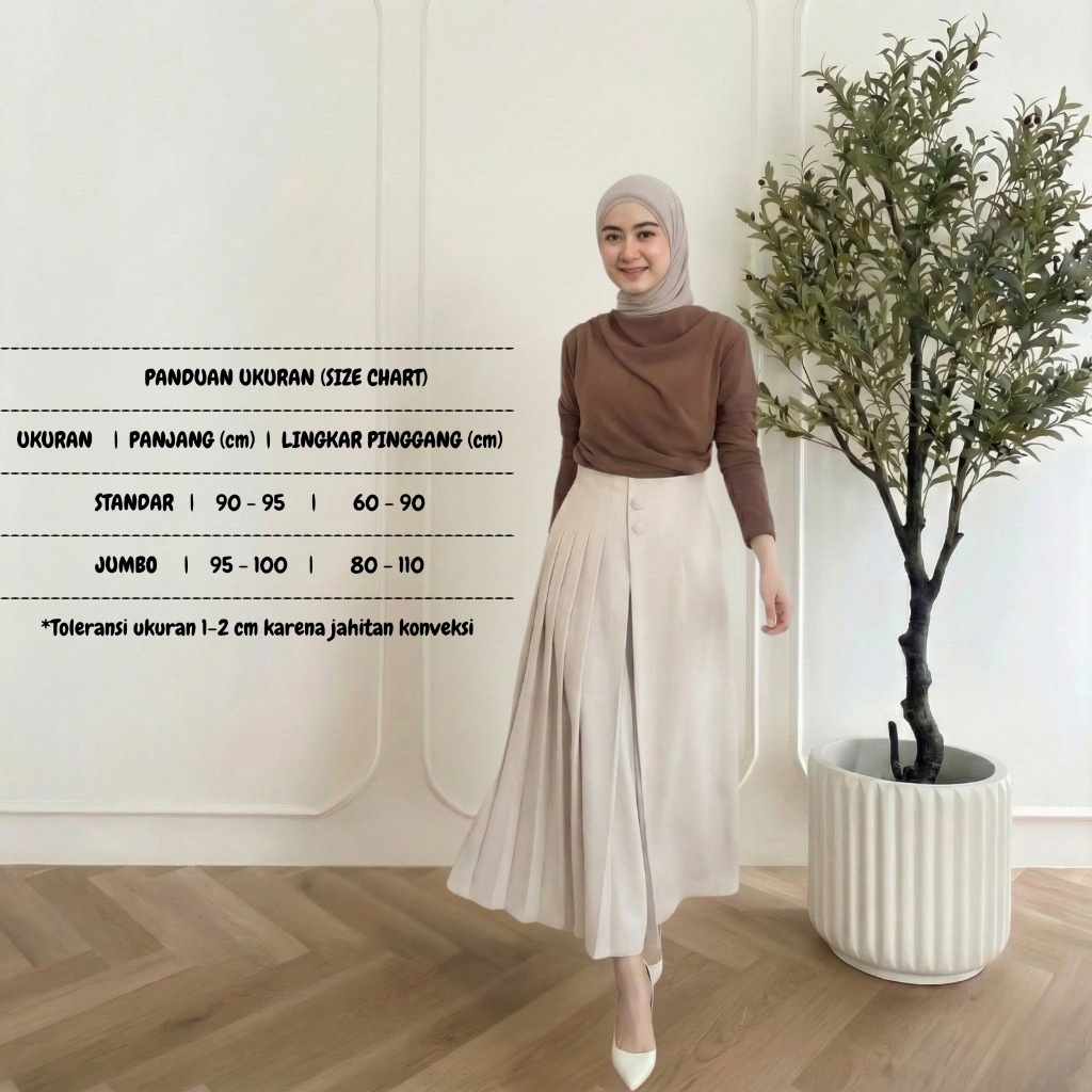 Rok Kulot Celana Muslimah Husna Queenzara Premium - Model Husna Variasi Kancing 2 Elegan & Sopan Baw