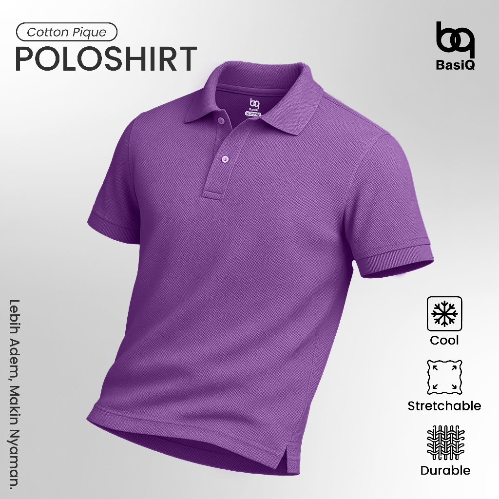 BASIQ Kaos Polo Pria | Polo Shirt Kaos Kerah Pria | Kaos Berkerah Pria Premium | Kaos Polo Ungu Tua