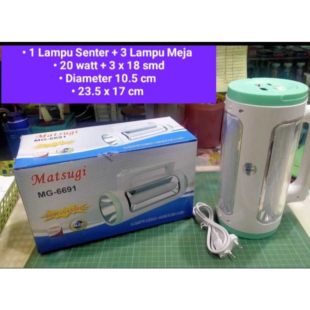 Senter Tangan LED Emergency Matsugi 6691 Lampu Meja Jumbo