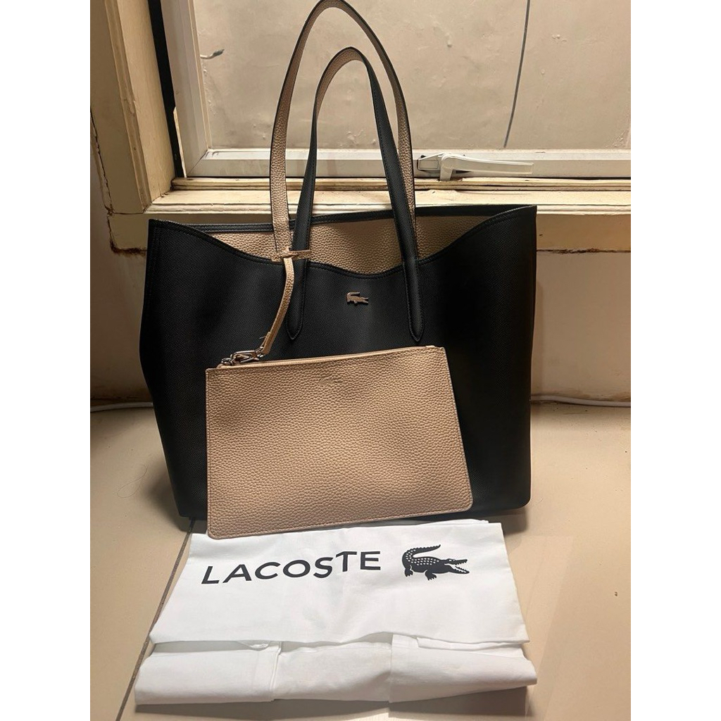 preloved Tas Lacoste Women's Anna Reversible Bicolour Tote Bag - Beige original