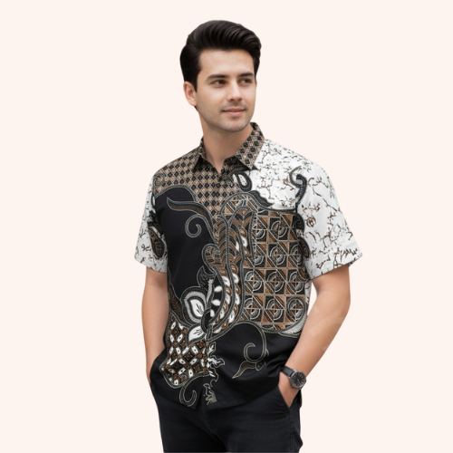 BAJU KEMEJA BATIK PRIA LENGAN PENDEK MEDAN ASLI PEKALONGAN
