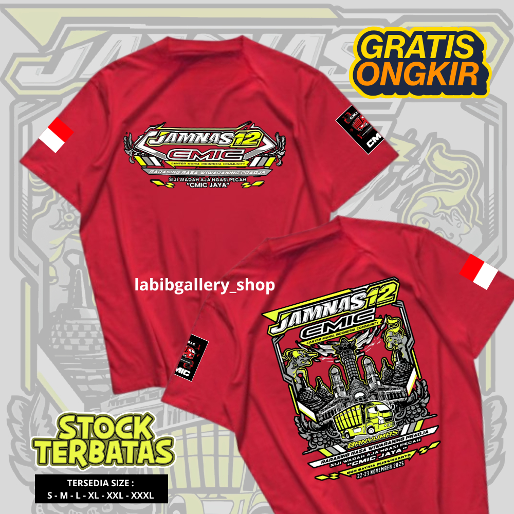 CMIC JAMNAS12 Kaos CMIC Truck Mania Jambore Nasional Baju Komunitas Truck CMIC Indonesia Katun Distr