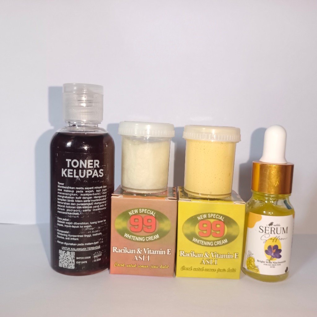 PAKET TONER FLEKSOL - CREAM 99 SIANG MALAM DUS - PLUS SERUM SAFFRON