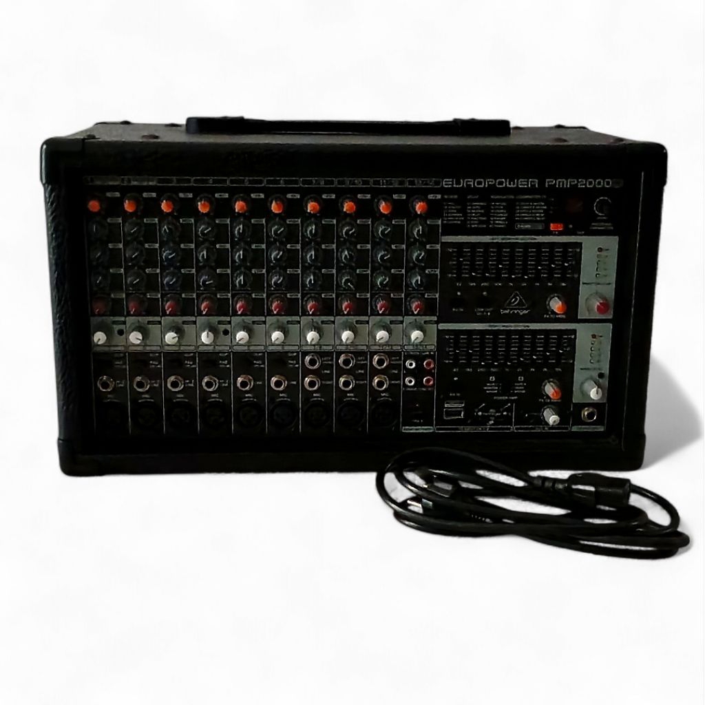 Behringer PMP2000D - 2000-Watt 14-Channel Powered Mixer with Klark Teknik Multi-FX Processor and Wir