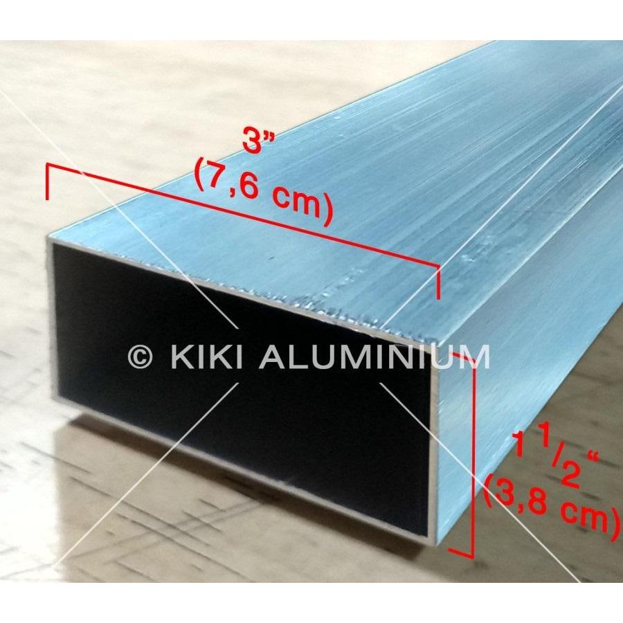 Eceran Per Centimeter - Hollow Kotak Aluminium - Ukuran Luar 3,8 cm x 7,6 cm (1-1/2 Inch x 3 Inch) -