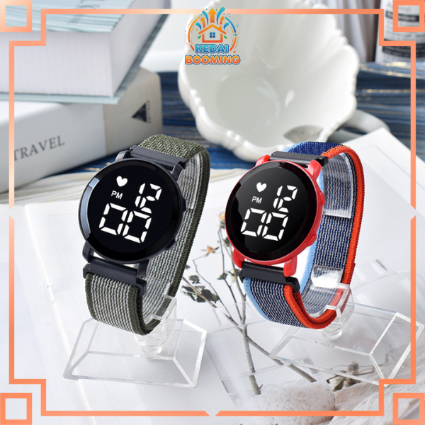 J203 Jam Tangan Kanvas Jam Tangan LED Jam bulat Digital Watch Strap Kanvas