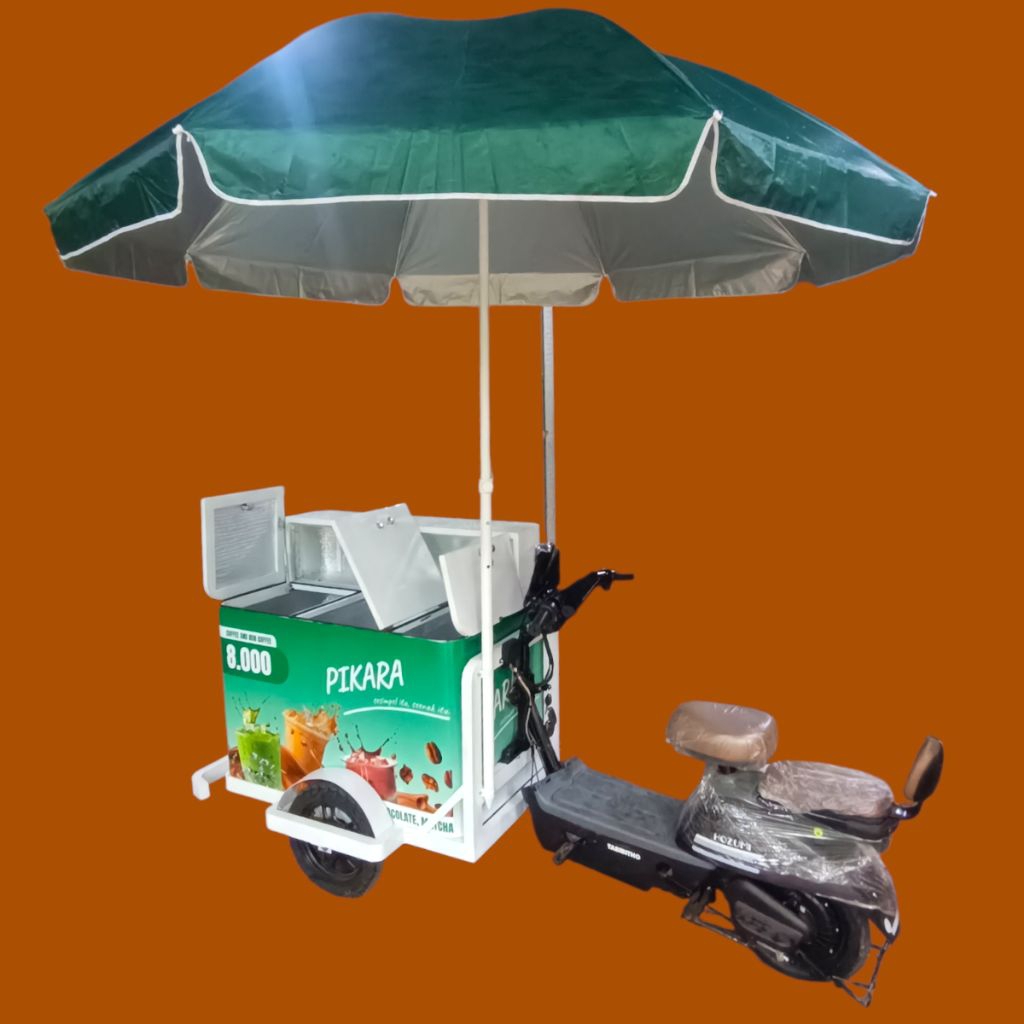 gerobak sepeda listrik minuman keliling bisa custem model