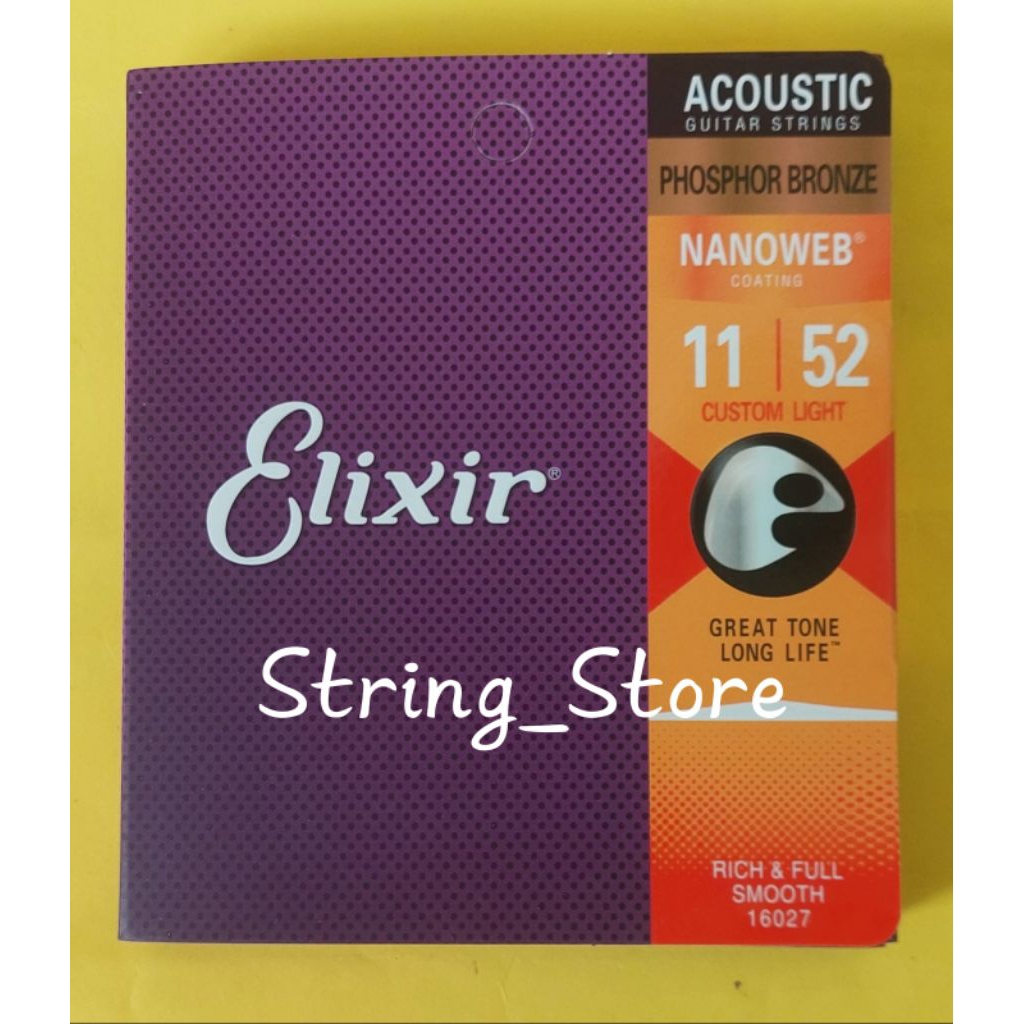 Senar Gitar Akustic Elixir Nanoweb Original import Ukuran 0.11 - Senar Gitar Original Elixir