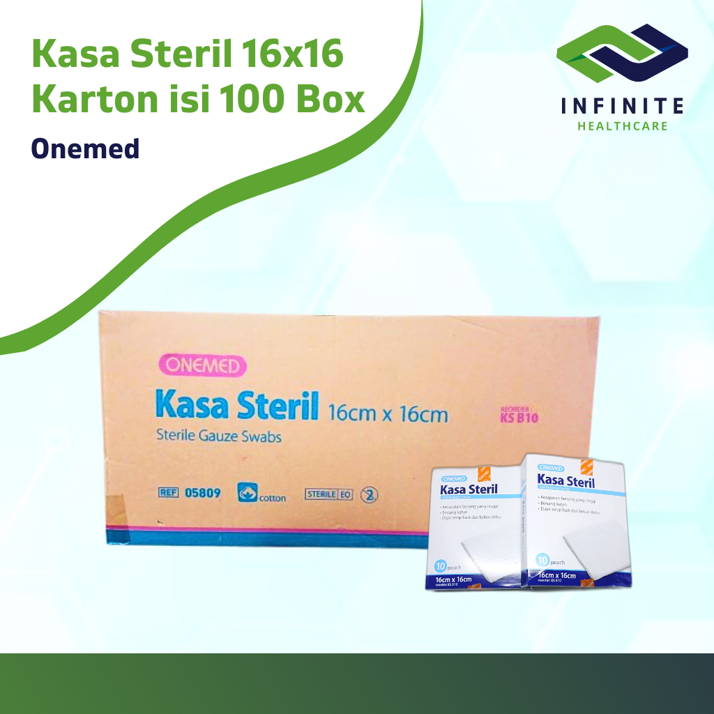 Kasa Steril 16x16cm Onemed Karton Isi 100 Box Kassa Sterile 16cm x 16cm Kain Kasa Steril Bayi
