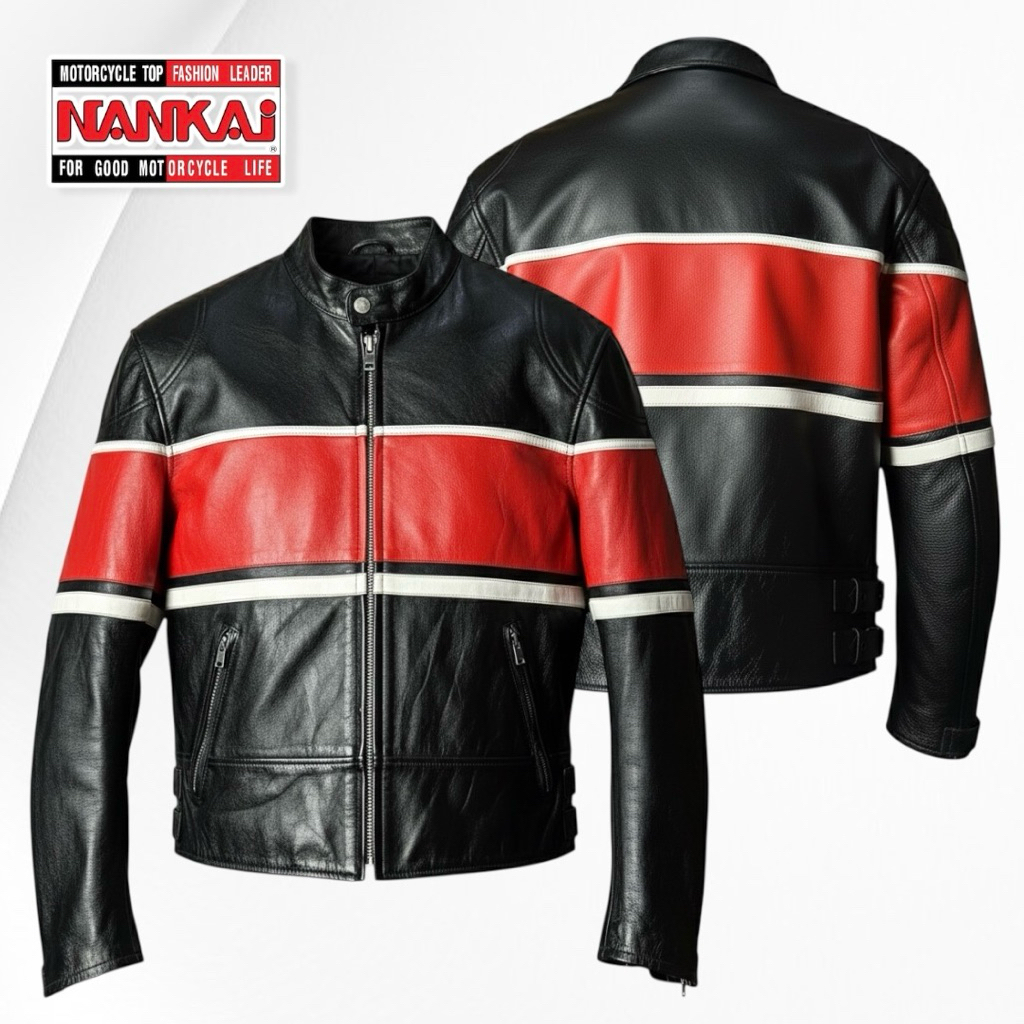 jaket kulit asli motor touring biker Nankai racing team Japan leather jacket vintage original bkn ku