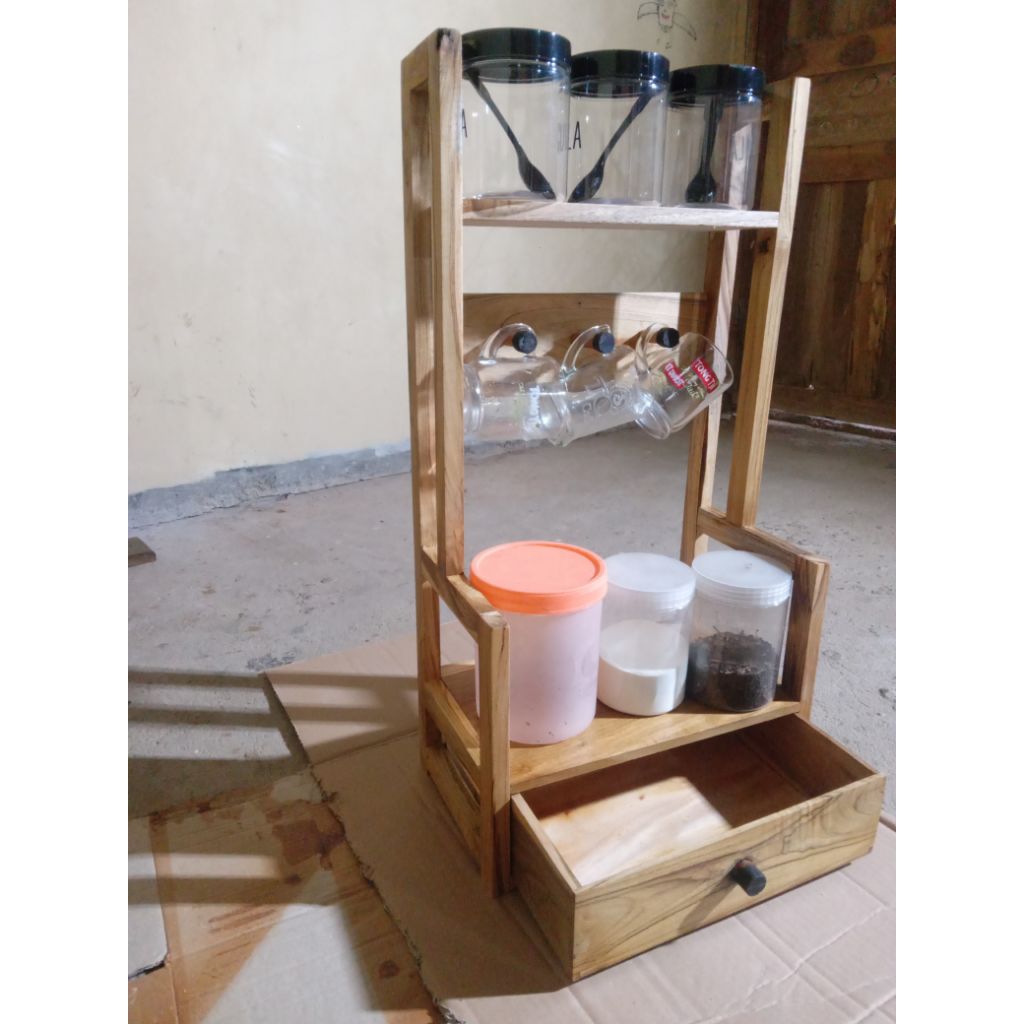 #rak gula kopi .kombinasi .Laci .rak meja minimalis#