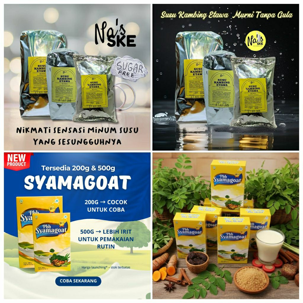 1kg Na's Susu Kambing Etawa Bubuk Tanpa Gula || NEW  (Free Halawa) SYAMAGOAT Susu Kambing Etawa Bubu