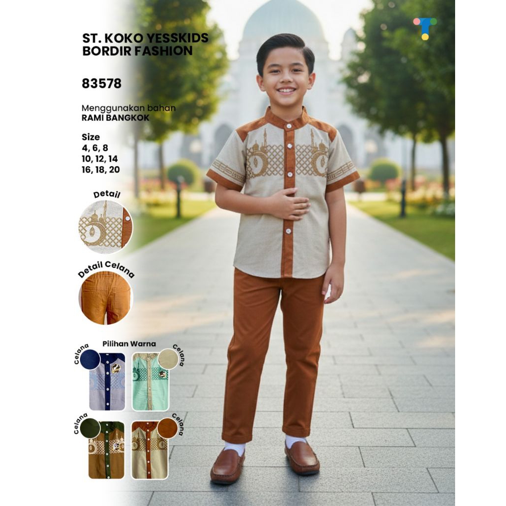 MOEZ.GROSIR - Pakaian Muslim Premium Anak Laki-laki YESSKIDS / AISON KIDS - Setelan Koko - Setelan K
