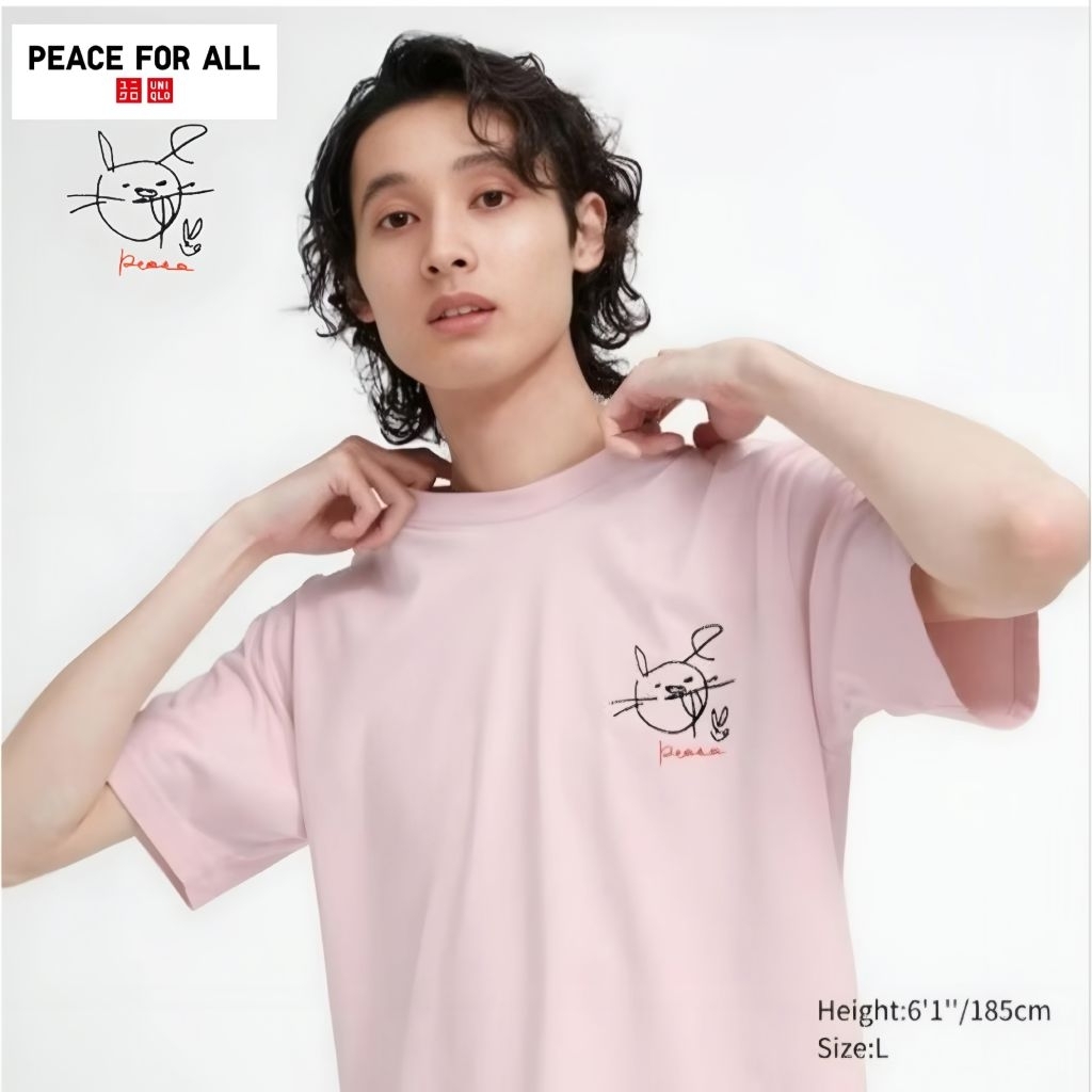 Kaos Tshirt Uniqlo UT x Peace For All Pink [NET]    preloved/second/vintage