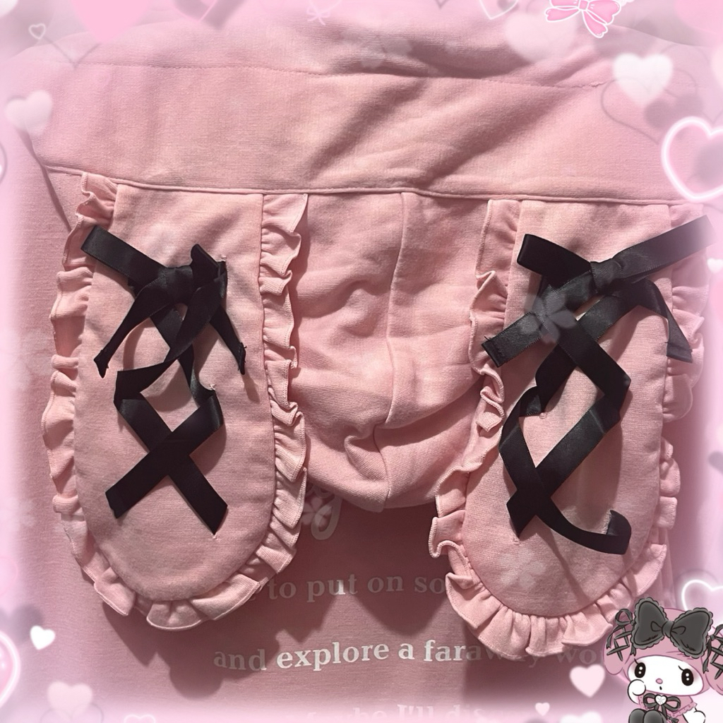 pl My melody bunny ears hoodie jacket jirai kei jersey maid tenshi kaiwai jfashion kawaii sanrio ruf