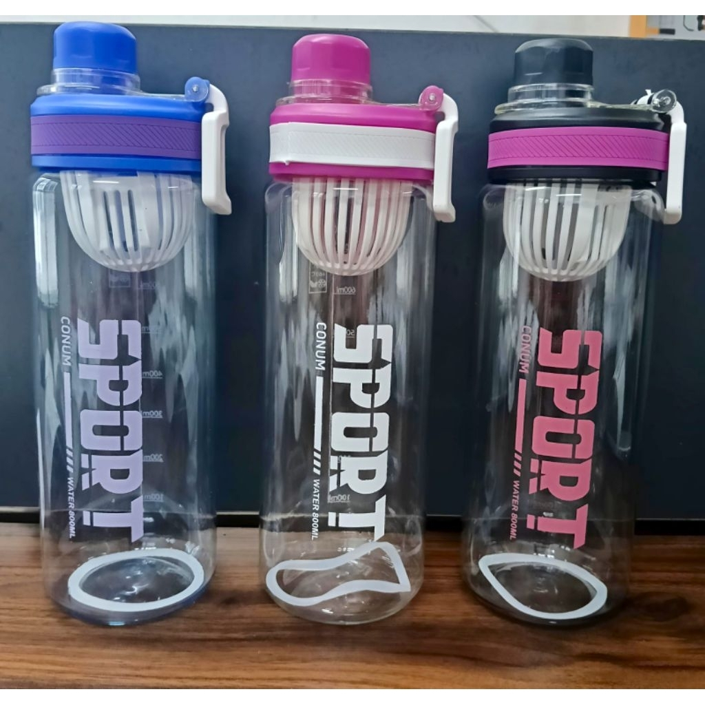 NEW BOTOL MINUM PLASTIK SPORTS DENGAN SARINGAN 800ML