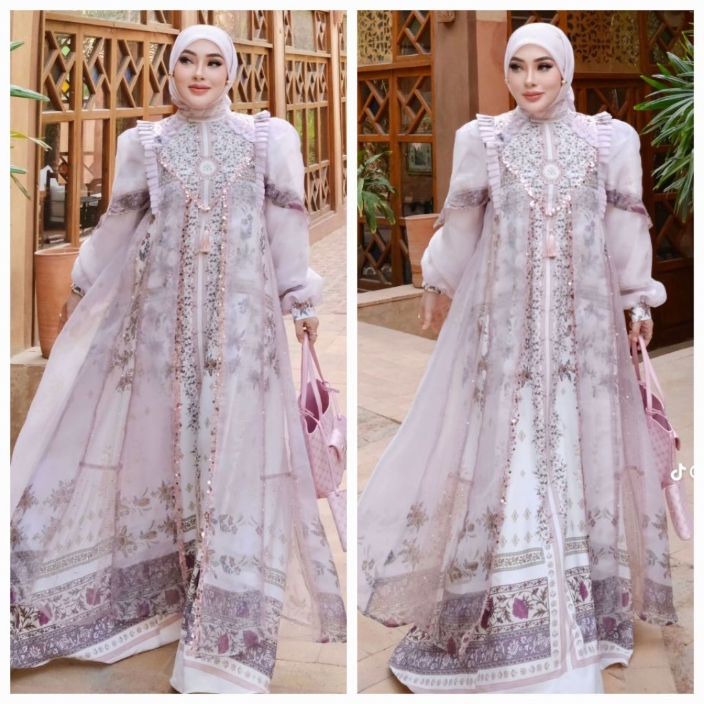 DRESS BARBARA PINK MUTIARA MIX TULLE ORGANZA SHELLASAUKIA